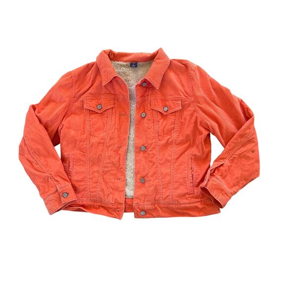 GAP Jackets & Blazers - Vintage Y2K GAP Orange Corduroy Sherpa Lined Trucker Jacket Women's XL Grunge